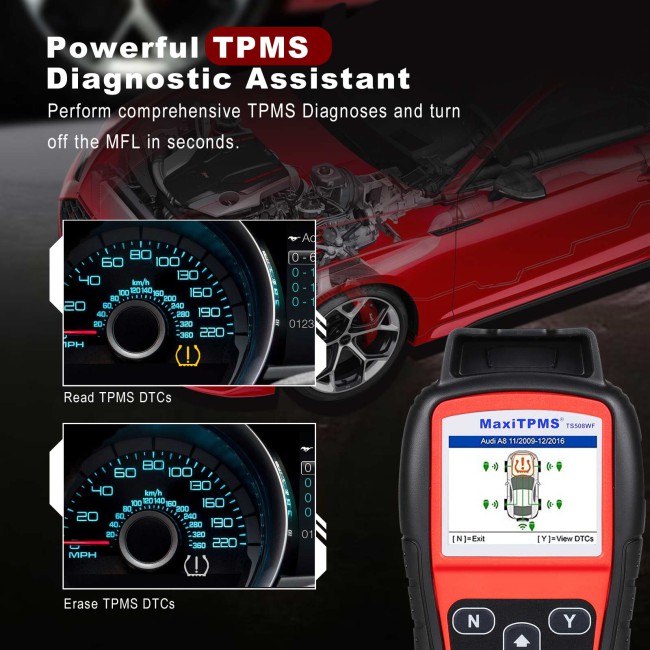 100% Original Autel MaxiTPMS TS508WF Diagnostic and Service Tool plus 4PCS Autel MX-Sensor 433MH