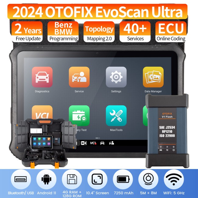 2024 OTOFIX EvoScan Ultra Car Diagnostic Scanner OBD2 Bi-Directional All System Diagnostic Tool ECU Programming Coding Topology 40+ Services