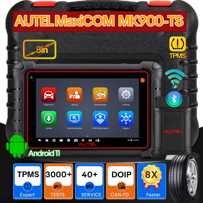 2024 Autel MaxiCOM MK900TS MK900-TS All Systems Diagnostic Scanner with Android 11.0 Full TPMS Functions Upgraded of MK808TS