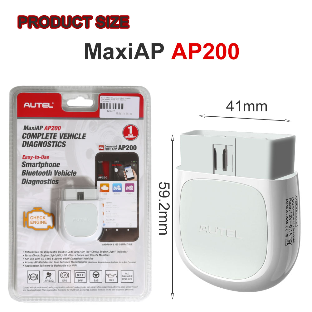  Autel MaxiAP AP200 OBD2 Scanner Bluetooth Wireless OBDII Auto  Diagnostic Tool with Full System Diagnostic, 19 Reset Functions, AutoVIN,  Check Engine Light Code Reader for iPhone Android : Automotive