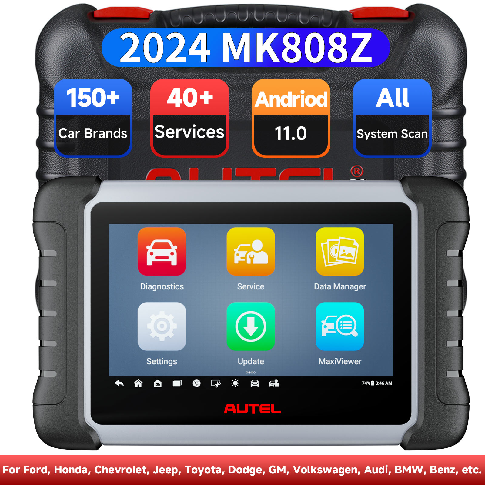 Autel MaxiCOM MK808BT PRO: Android 11, 2024 Upgraded of MK808BT/ MK808S/  MK808/ MaxiCheck MX808, Bi-Directional Control Scan Tool, Active Tests, All